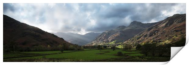 Last light in the Langdale valley Print by Ann Goodall