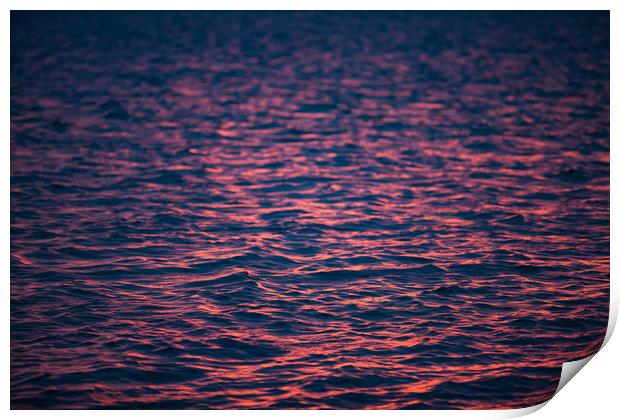 Water ripples in sunset. Print by Alexey Rezvykh