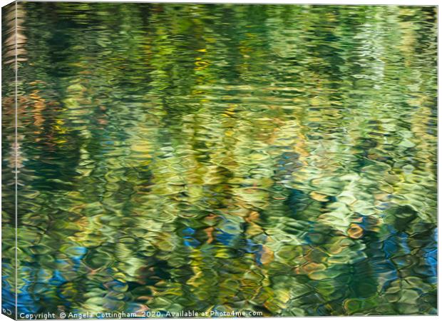 Reflections in a pond Canvas Print by Angela Cottingham