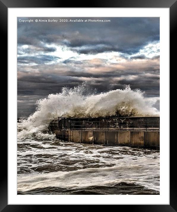 Seaton Sluice in the Storm Framed Mounted Print by Aimie Burley
