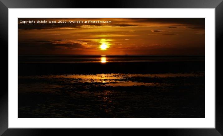 Irish Sea at Sunset Framed Mounted Print by John Wain