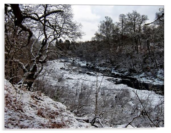 Winter on the River Roy, Roy Bridge,Highlands Acrylic by Martin Smith