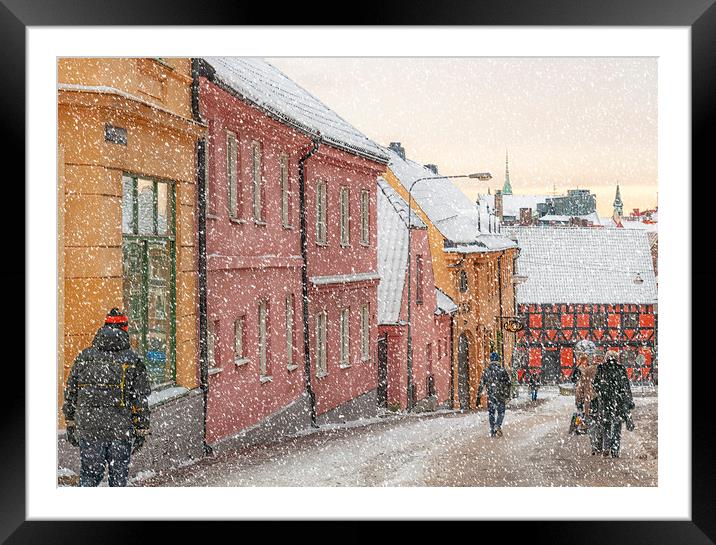 Helsingborg Wintry Old Town Streets Framed Mounted Print by Antony McAulay