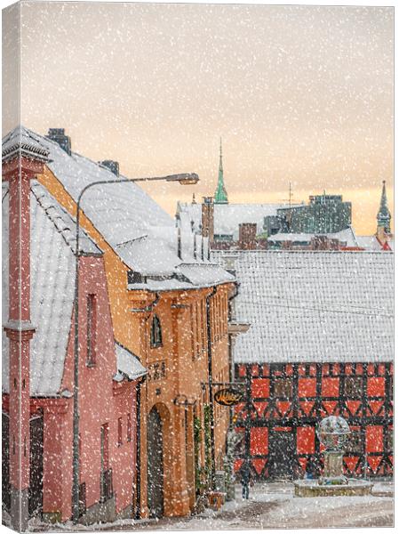 Helsingborg Wintry Old Town Canvas Print by Antony McAulay