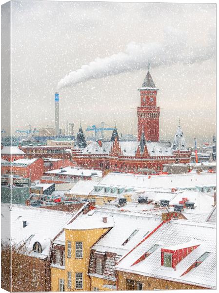 Helsingborg Wintry Rooftops Canvas Print by Antony McAulay