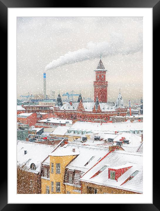 Helsingborg Wintry Rooftops Framed Mounted Print by Antony McAulay