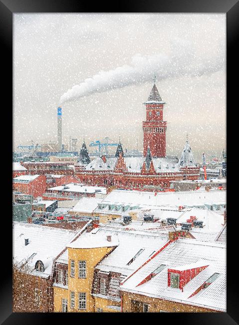 Helsingborg Wintry Rooftops Framed Print by Antony McAulay