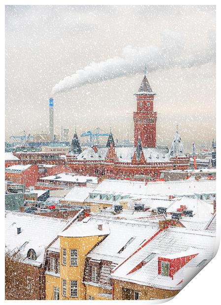 Helsingborg Wintry Rooftops Print by Antony McAulay