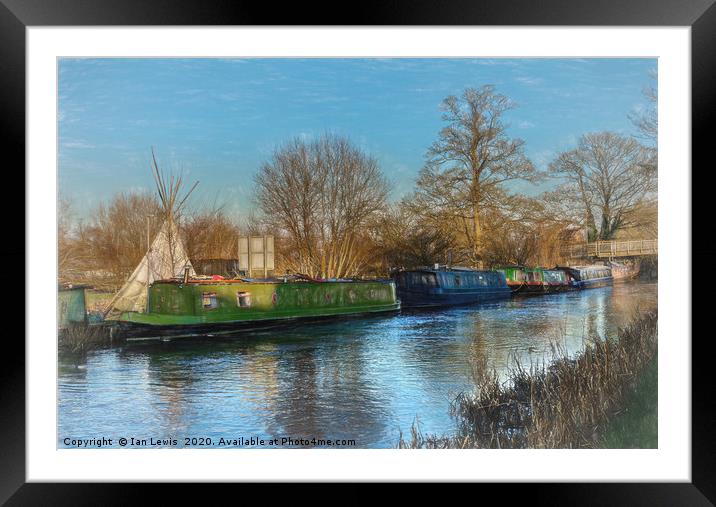 Canal Boats And A Teepee Framed Mounted Print by Ian Lewis