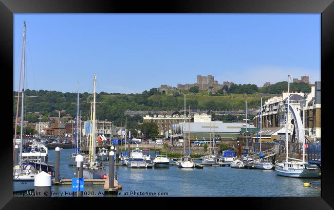 Dover castle from the marina Framed Print by Terry Hunt