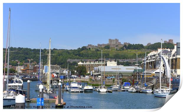 Dover castle from the marina Print by Terry Hunt
