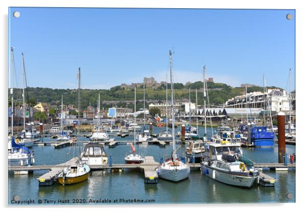 Dover castle from the marina Acrylic by Terry Hunt