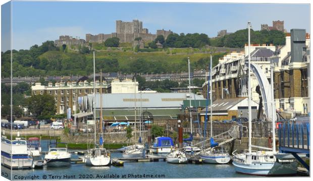 Dover castle from the marina  Canvas Print by Terry Hunt