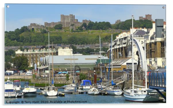 Dover castle from the marina  Acrylic by Terry Hunt