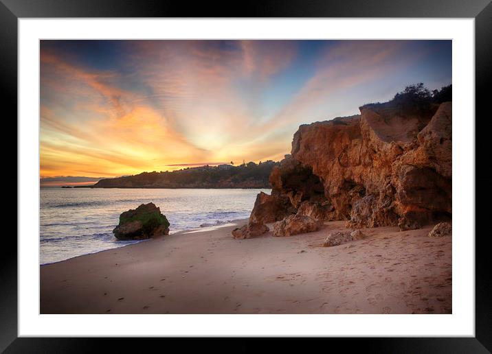 Sunset at Praia Da Oura, Albufeira, Portugal Framed Mounted Print by Phil Clements