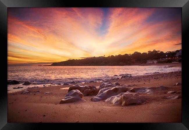 Sunset at Praia Da Oura, Albufeira, Portugal Framed Print by Phil Clements
