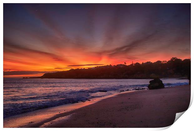 Sunset at Praia Da Oura, Albufeira, Portugal Print by Phil Clements