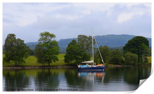 Sailing on Lake Windermere Print by Terry Hunt
