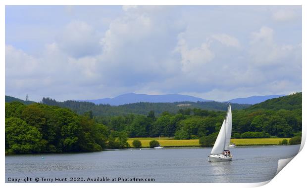 Sailing on Lake Windermere Print by Terry Hunt