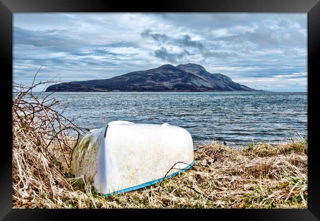 Lamlash to Holy Isle Framed Print by Valerie Paterson