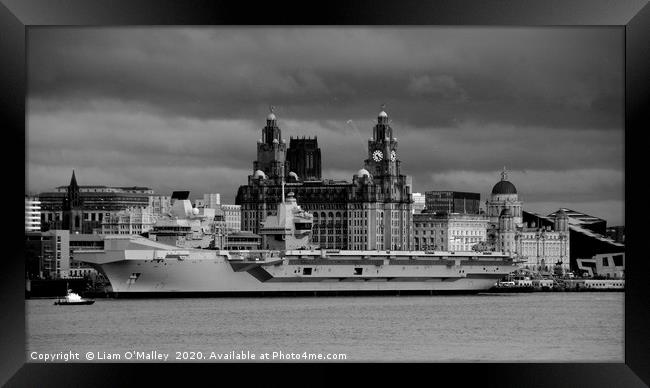 HMS Prince of Wales in Liverpool Framed Print by Liam Neon