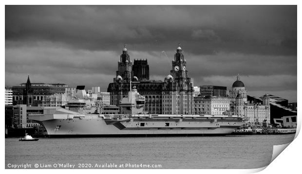 HMS Prince of Wales in Liverpool Print by Liam Neon