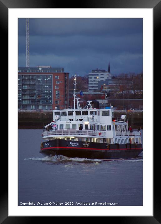 Mersey Ferry, Royal Iris at Twilight Framed Mounted Print by Liam Neon