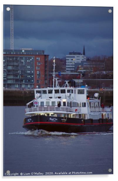 Mersey Ferry, Royal Iris at Twilight Acrylic by Liam Neon