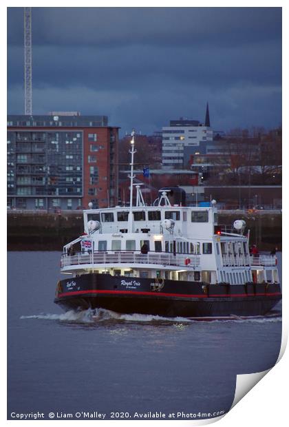 Mersey Ferry, Royal Iris at Twilight Print by Liam Neon