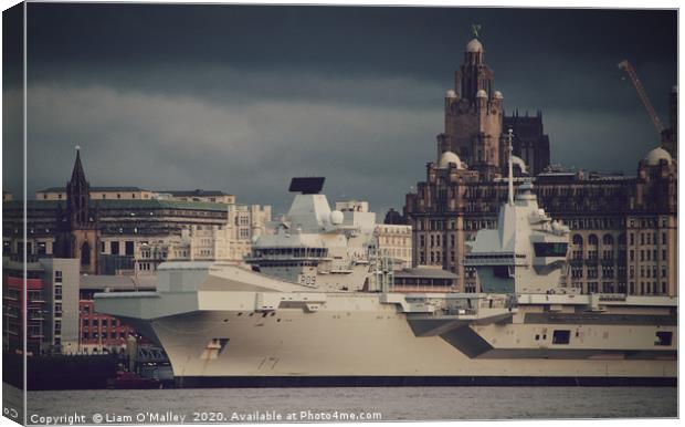 HMS Prince of Wales and the Liverbird Canvas Print by Liam Neon