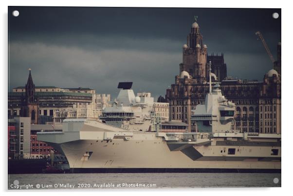 HMS Prince of Wales and the Liverbird Acrylic by Liam Neon