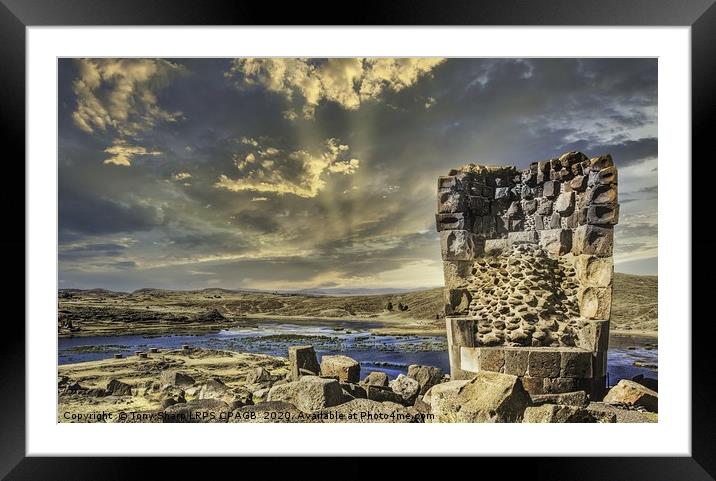 BURIAL TOWER -SILLUSTANI, PERU Framed Mounted Print by Tony Sharp LRPS CPAGB