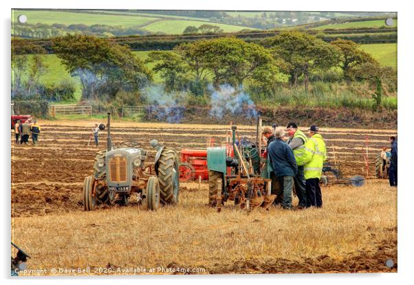Vintage Tractor Ploughing  Match Acrylic by Dave Bell
