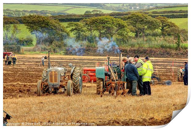 Vintage Tractor Ploughing  Match Print by Dave Bell