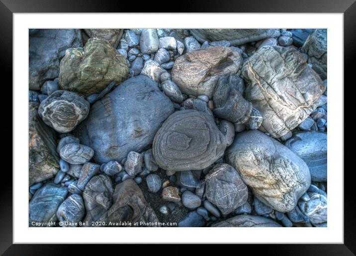 Very Interesting Stones On A Beach Framed Mounted Print by Dave Bell