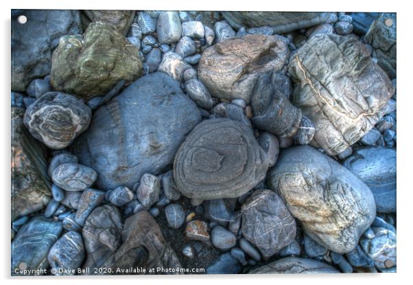 Very Interesting Stones On A Beach Acrylic by Dave Bell