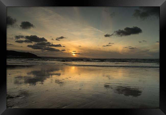 Winter sunset at Westward Ho! Framed Print by Tony Twyman