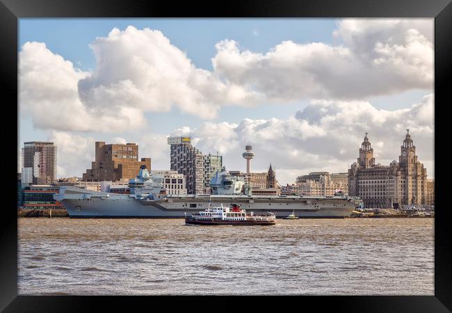 HMS Prince of Wales visits Liverpool Framed Print by Rob Lester