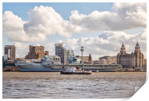 HMS Prince of Wales visits Liverpool Print by Rob Lester
