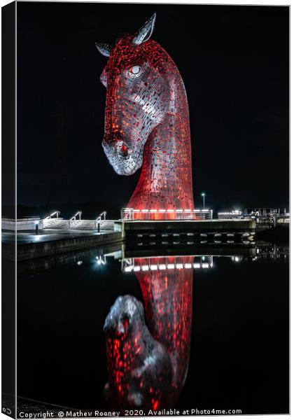 Majestic Red Kelpie Statue at Night Canvas Print by Mathew Rooney