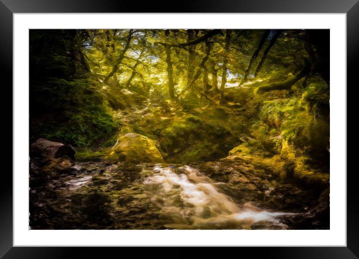 Painted Sunlit Woodland Glade Framed Mounted Print by Gareth Burge Photography