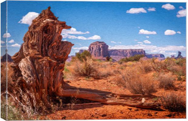 Painted Tree Stump Butte Canvas Print by Gareth Burge Photography