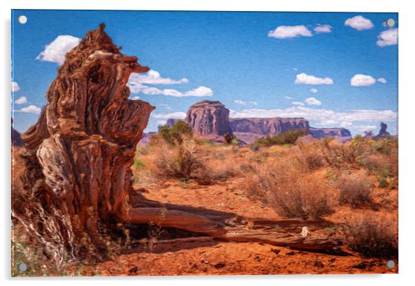 Painted Tree Stump Butte Acrylic by Gareth Burge Photography