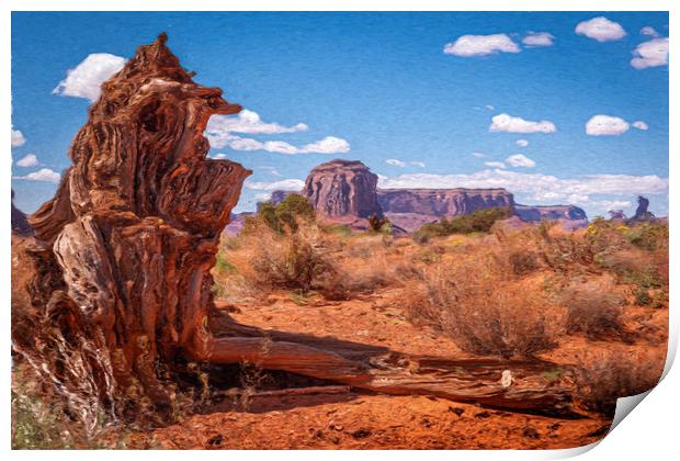 Painted Tree Stump Butte Print by Gareth Burge Photography