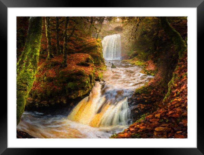 Falls in the Fall Framed Mounted Print by Gareth Burge Photography