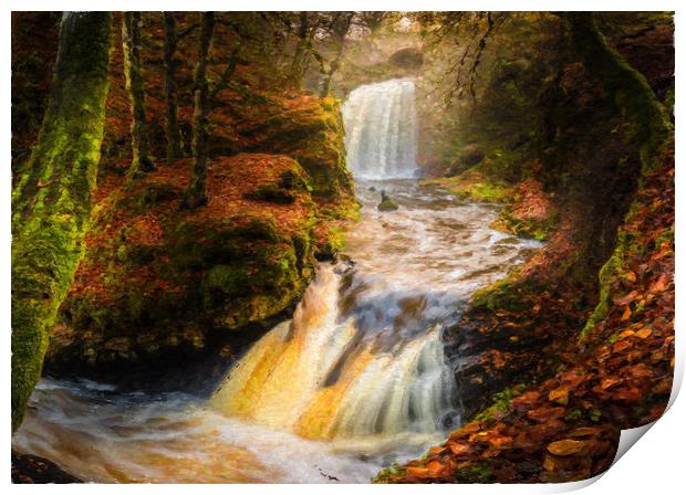 Falls in the Fall Print by Gareth Burge Photography