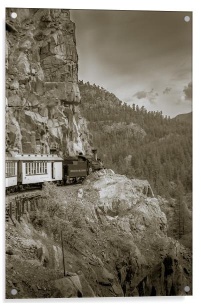 Sepia Steam Train Acrylic by Gareth Burge Photography