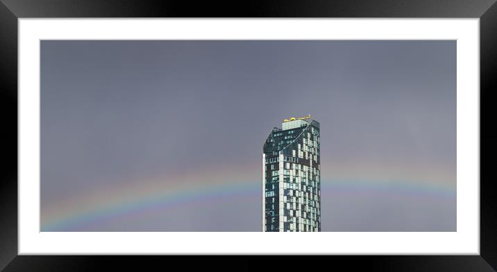 Rainbow through West Tower Framed Mounted Print by Jason Wells