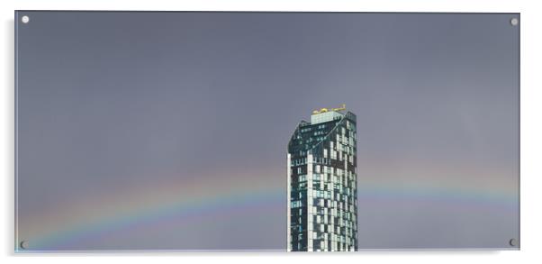 Rainbow through West Tower Acrylic by Jason Wells