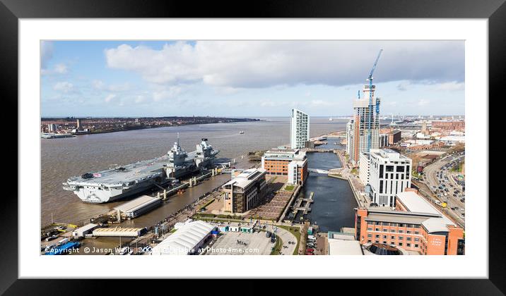 HMS Prince of Wales on the Liverpool waterfront Framed Mounted Print by Jason Wells